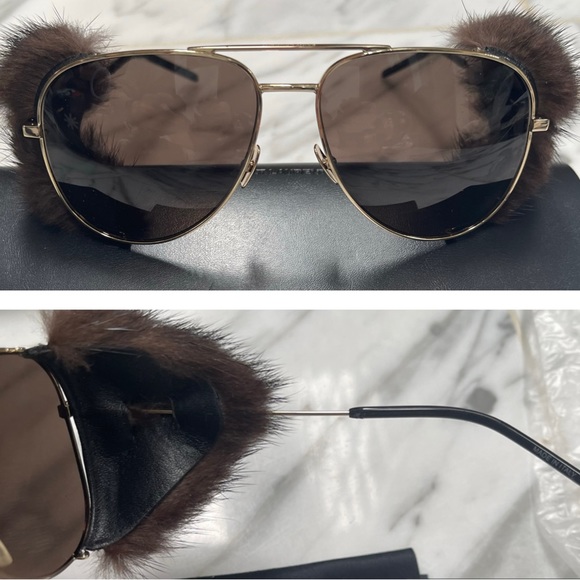 SAINT LAURENT DETACHABLE NATURAL MINK FUR ON SUNGLASSES, SO COOL FOR FUR FANS❣️ - Picture 5 of 16